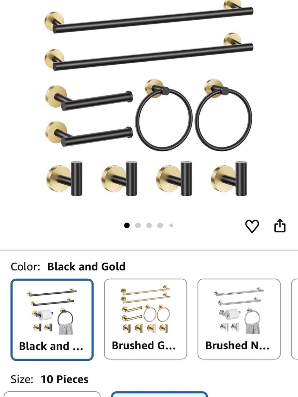 Amazon Black and Gold Bathroom Hardware Set - 10 Piece